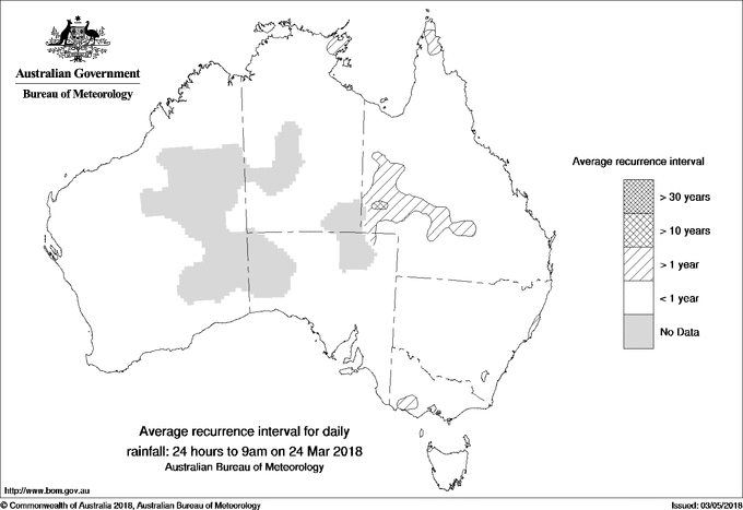 Australian daily rainfall average recurrence interval maps