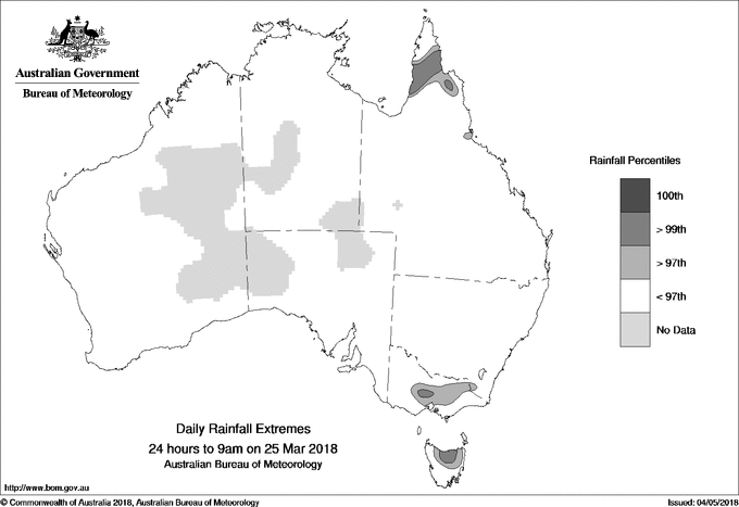 Australian daily rainfall extreme area maps