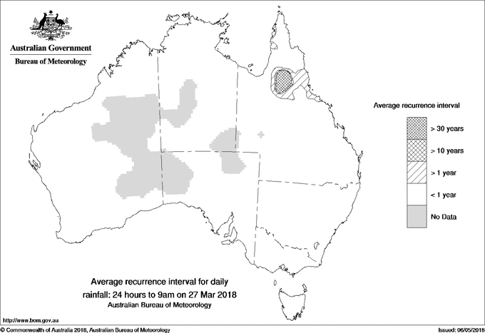 Australian daily rainfall average recurrence interval maps