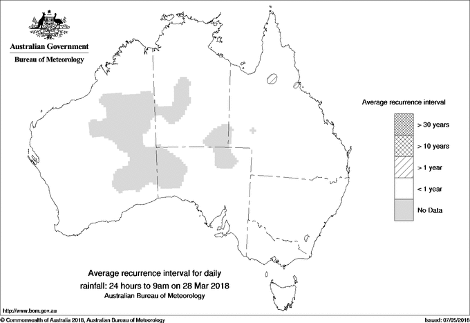 Australian daily rainfall average recurrence interval maps
