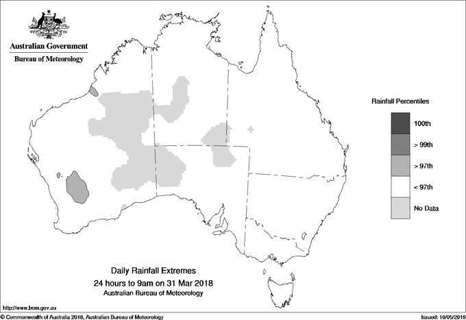 Australian daily rainfall extreme area maps