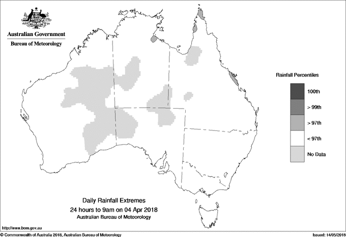 Australian daily rainfall extreme area maps