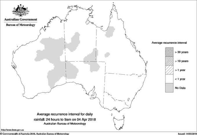 Australian daily rainfall average recurrence interval maps
