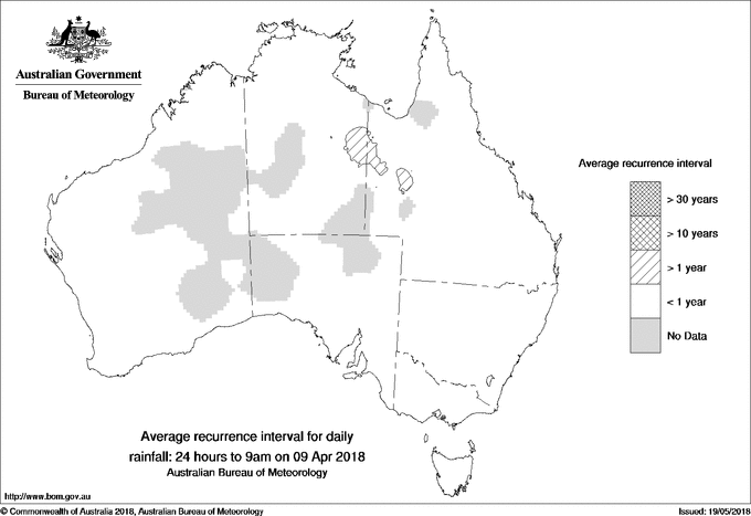 Australian daily rainfall average recurrence interval maps