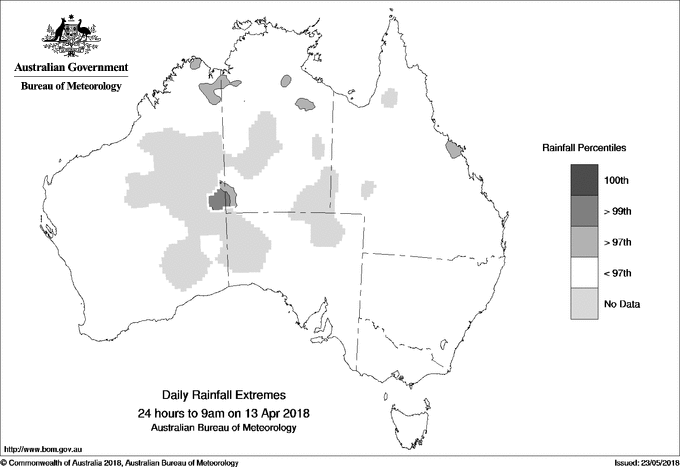 Australian daily rainfall extreme area maps