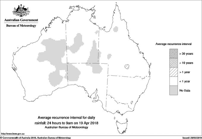 Australian daily rainfall average recurrence interval maps