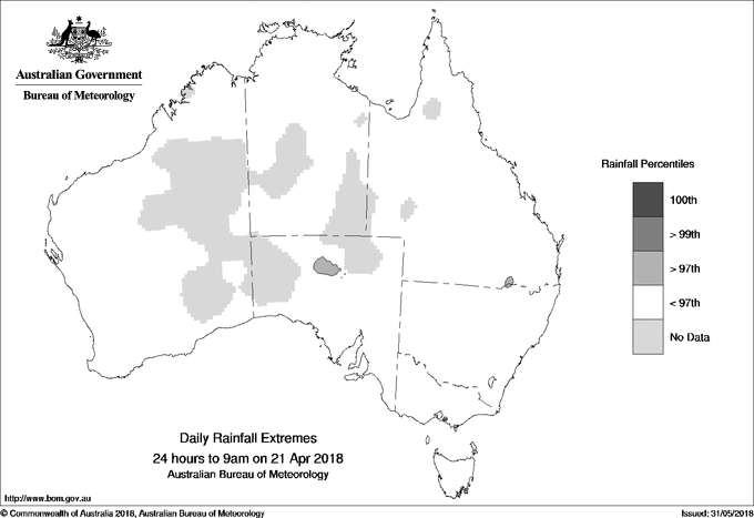 Australian daily rainfall extreme area maps