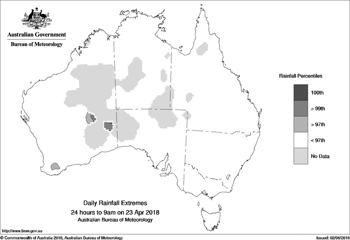 Australian daily rainfall extreme area maps