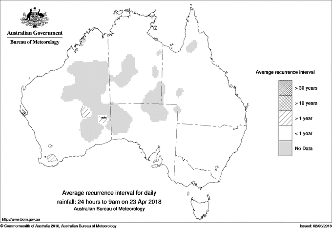 Australian daily rainfall average recurrence interval maps
