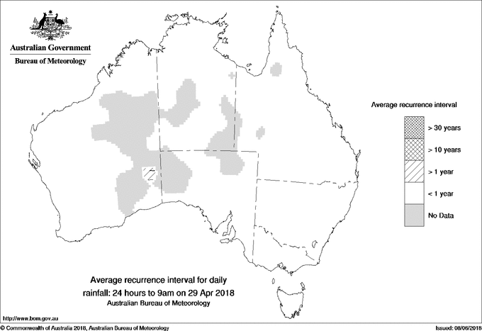 Australian daily rainfall average recurrence interval maps