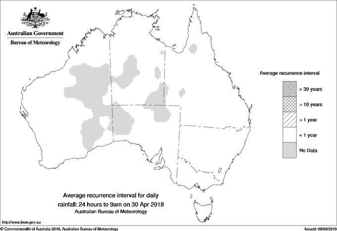 Australian daily rainfall average recurrence interval maps