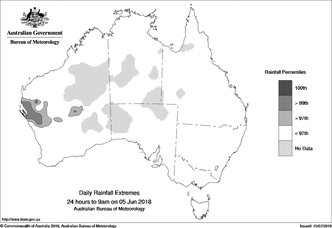 Australian daily rainfall extreme area maps