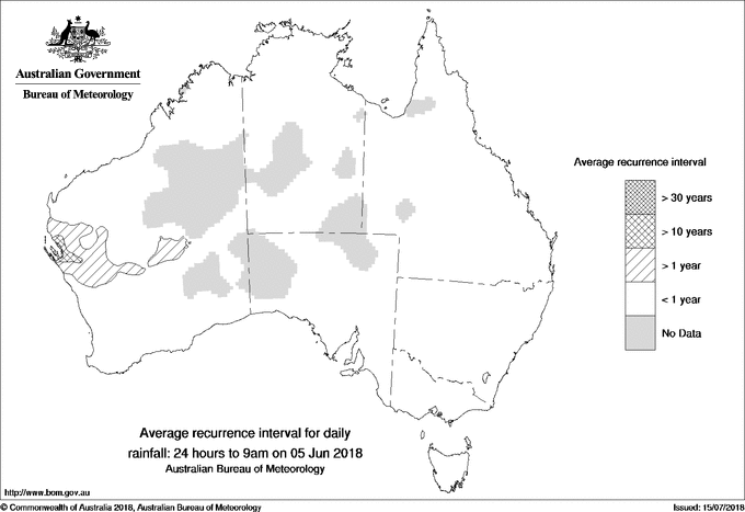 Australian daily rainfall average recurrence interval maps