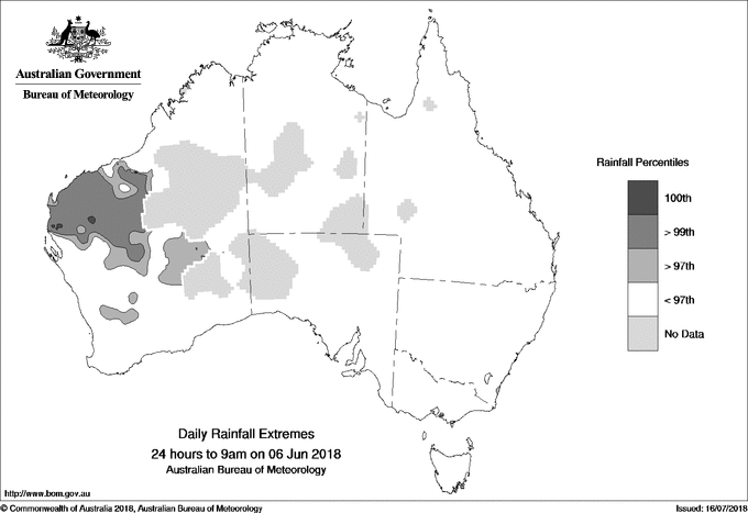 Australian daily rainfall extreme area maps