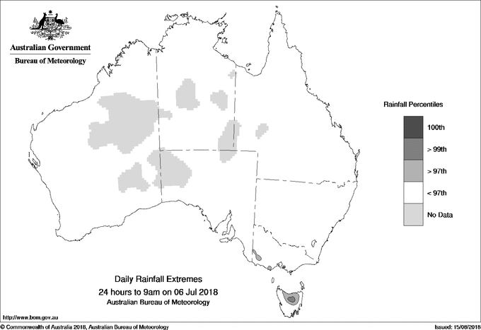 Australian daily rainfall extreme area maps