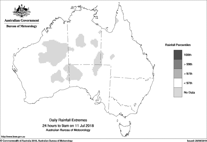 Australian daily rainfall extreme area maps