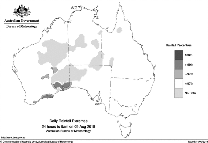 Australian daily rainfall extreme area maps