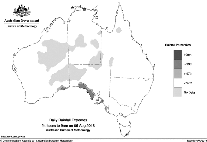 Australian daily rainfall extreme area maps