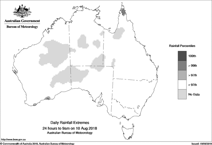 Australian daily rainfall extreme area maps