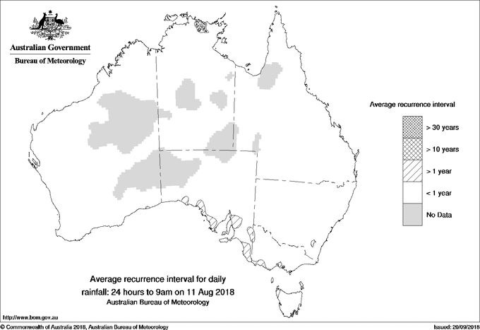 Australian daily rainfall average recurrence interval maps