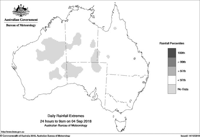 Australian daily rainfall extreme area maps