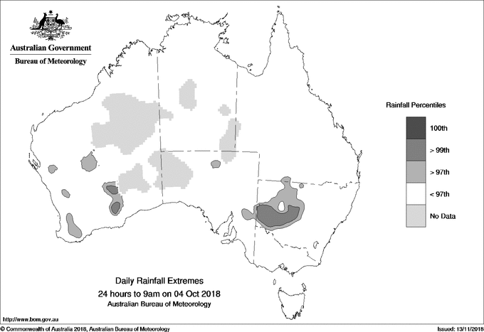 Australian daily rainfall extreme area maps