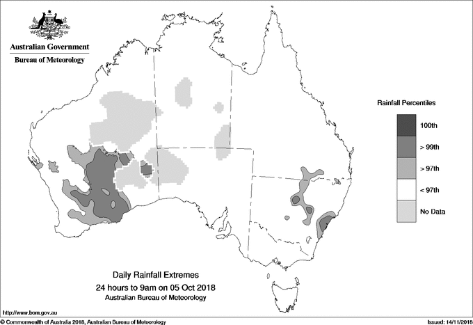 Australian daily rainfall extreme area maps