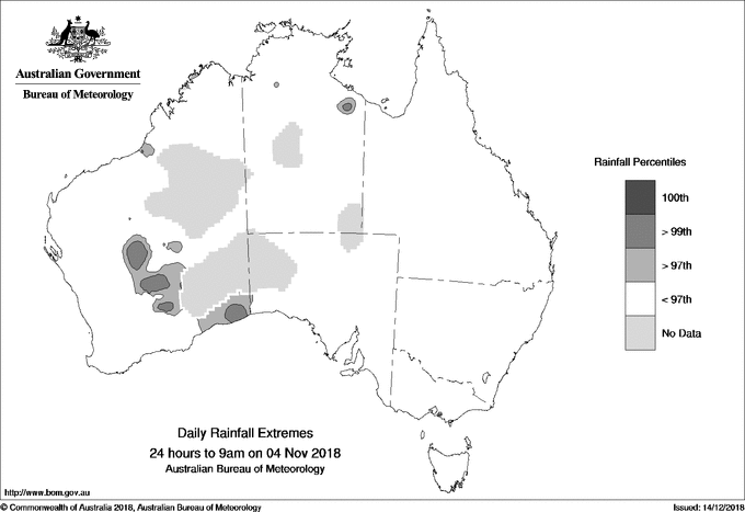 Australian daily rainfall extreme area maps