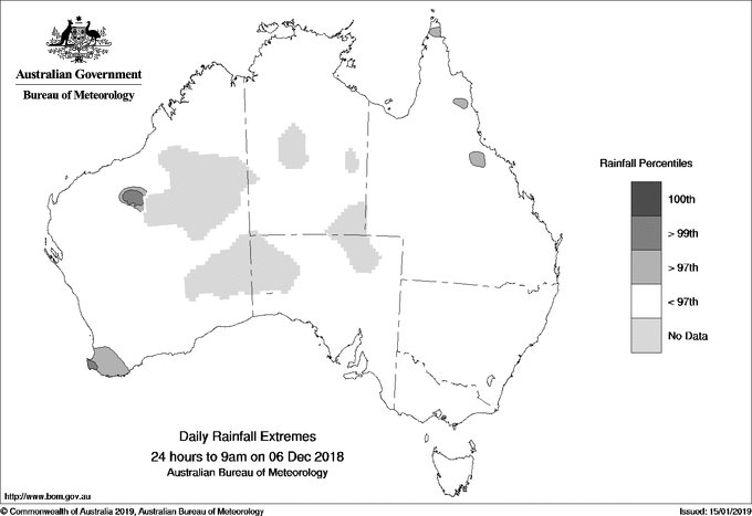 Australian daily rainfall extreme area maps