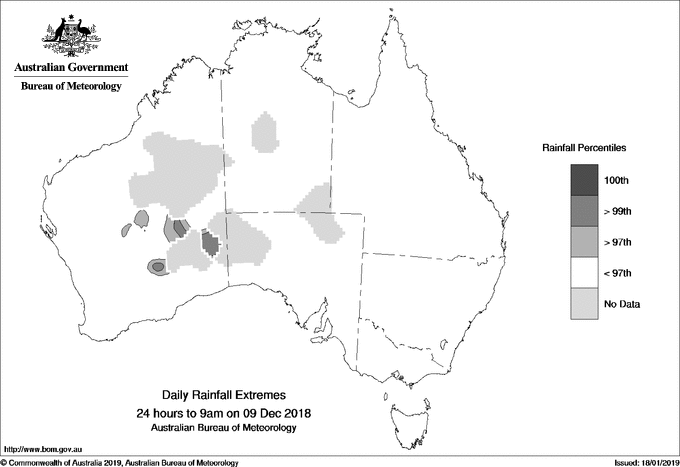 Australian daily rainfall extreme area maps