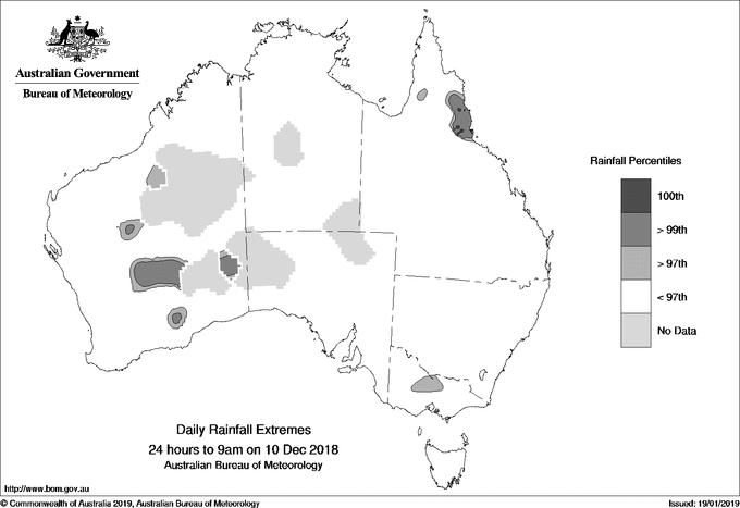 Australian daily rainfall extreme area maps
