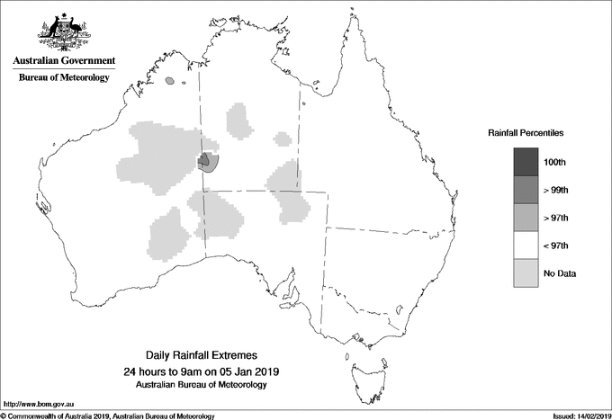 Australian daily rainfall extreme area maps