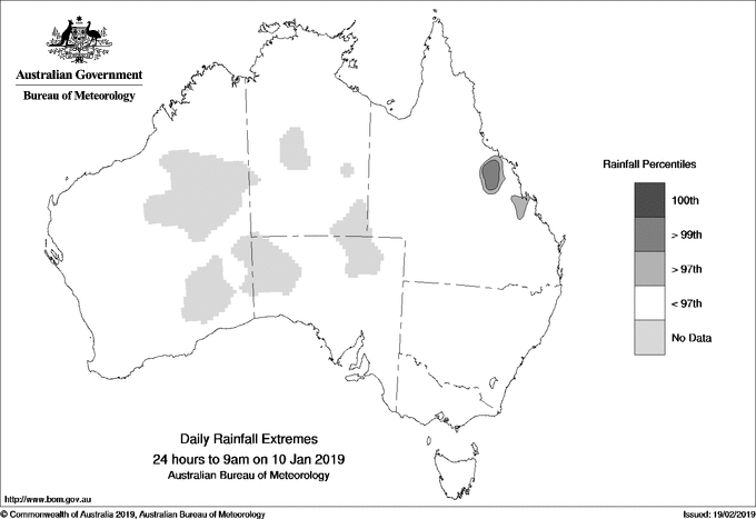 Australian daily rainfall extreme area maps