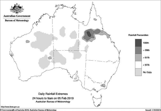 Australian daily rainfall extreme area maps