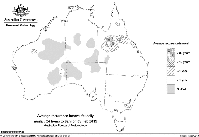 Australian daily rainfall average recurrence interval maps
