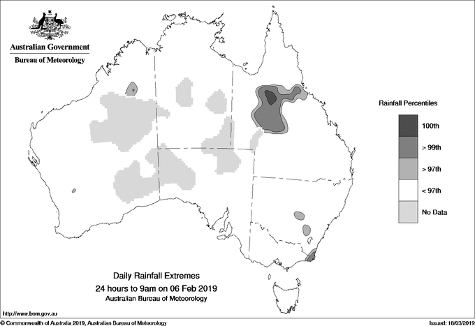 Australian daily rainfall extreme area maps