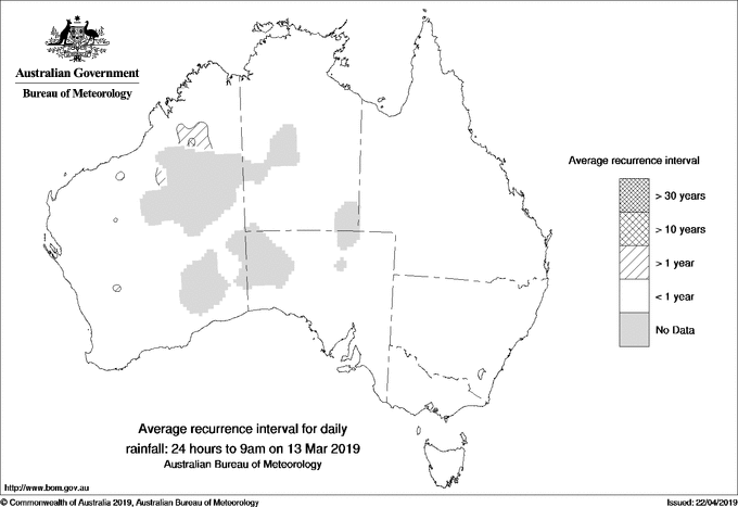 Australian daily rainfall average recurrence interval maps