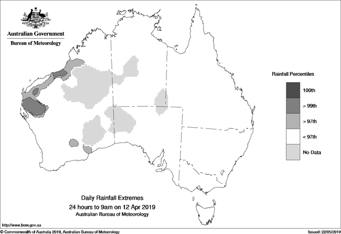 Australian daily rainfall extreme area maps