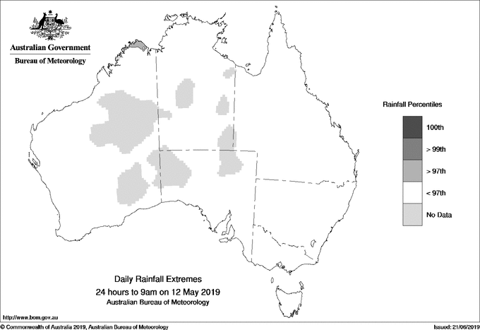 Australian daily rainfall extreme area maps