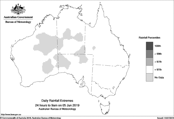 Australian daily rainfall extreme area maps