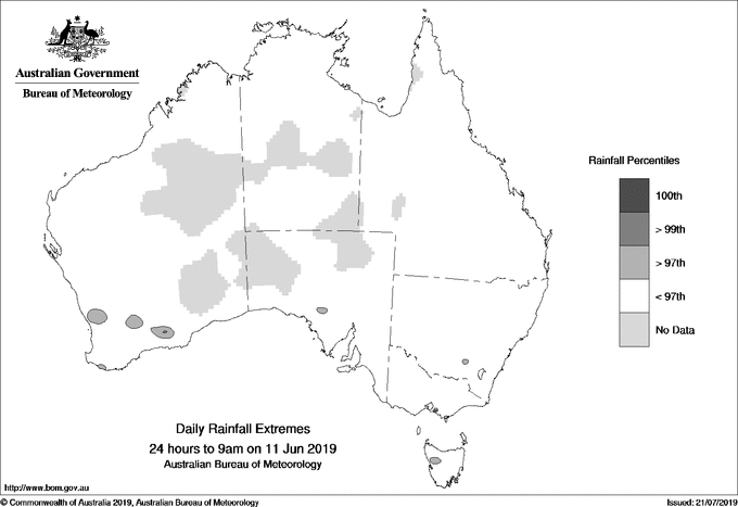 Australian daily rainfall extreme area maps