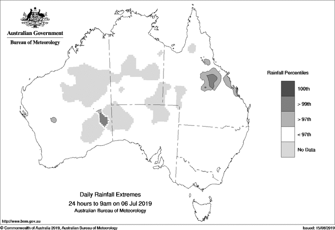Australian daily rainfall extreme area maps