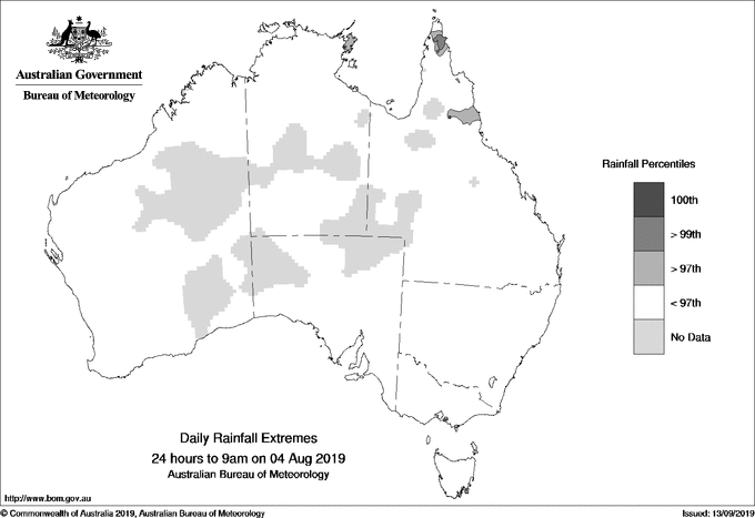 Australian daily rainfall extreme area maps