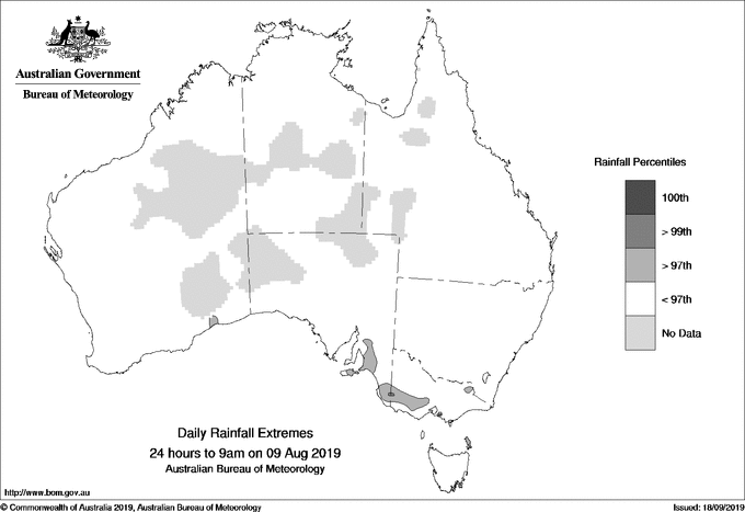 Australian daily rainfall extreme area maps