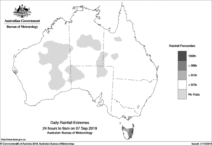 Australian daily rainfall extreme area maps