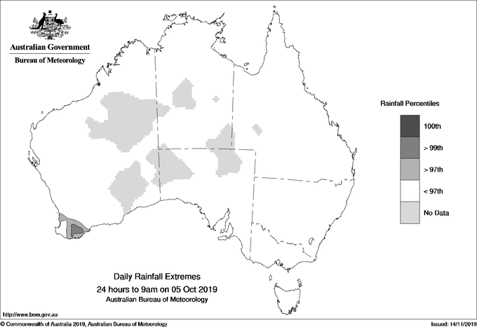 Australian daily rainfall extreme area maps