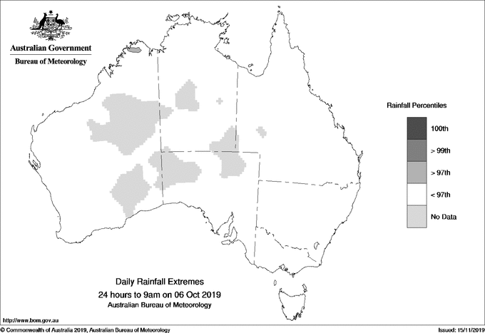 Australian daily rainfall extreme area maps