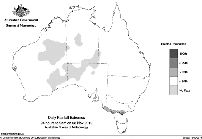 Australian daily rainfall extreme area maps