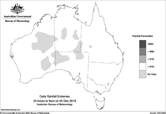 Australian daily rainfall extreme area maps