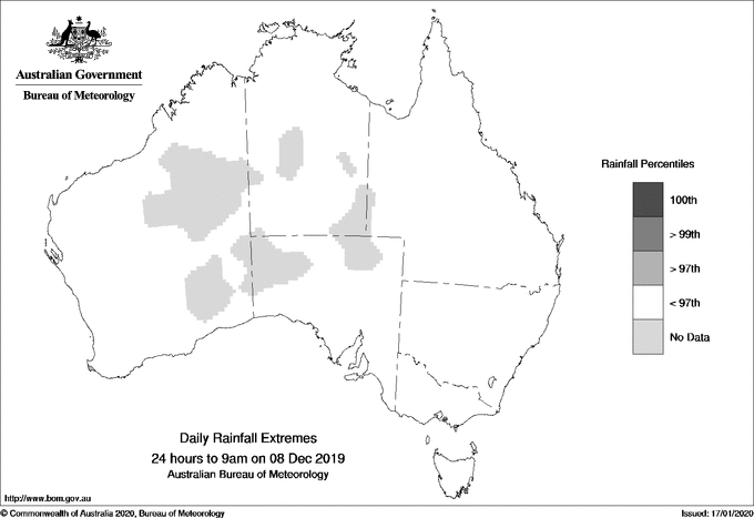 Australian daily rainfall extreme area maps